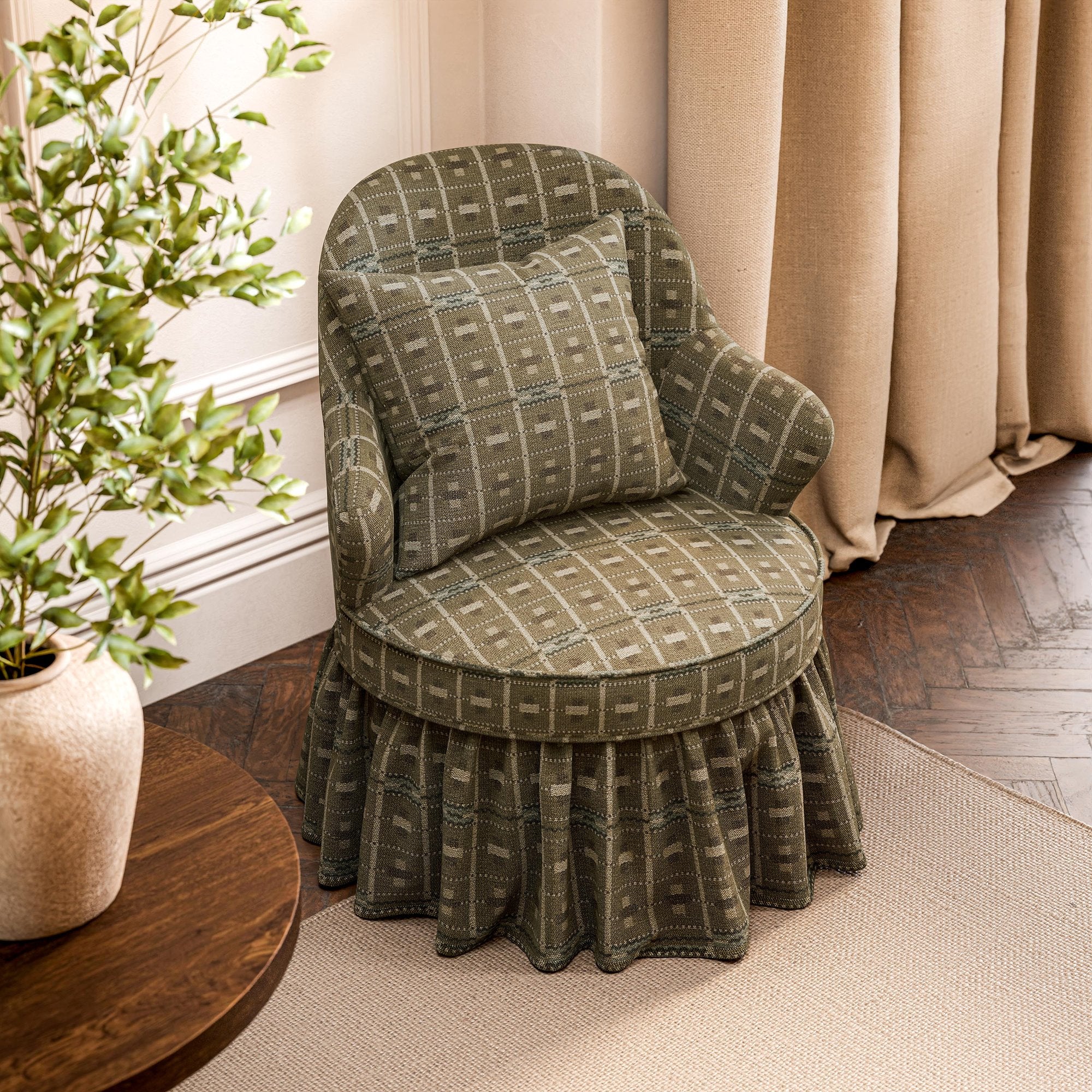 SAF0538-02 Cotswold Check Moss / Mineral Highgrove by Sanderson Wools Fabric