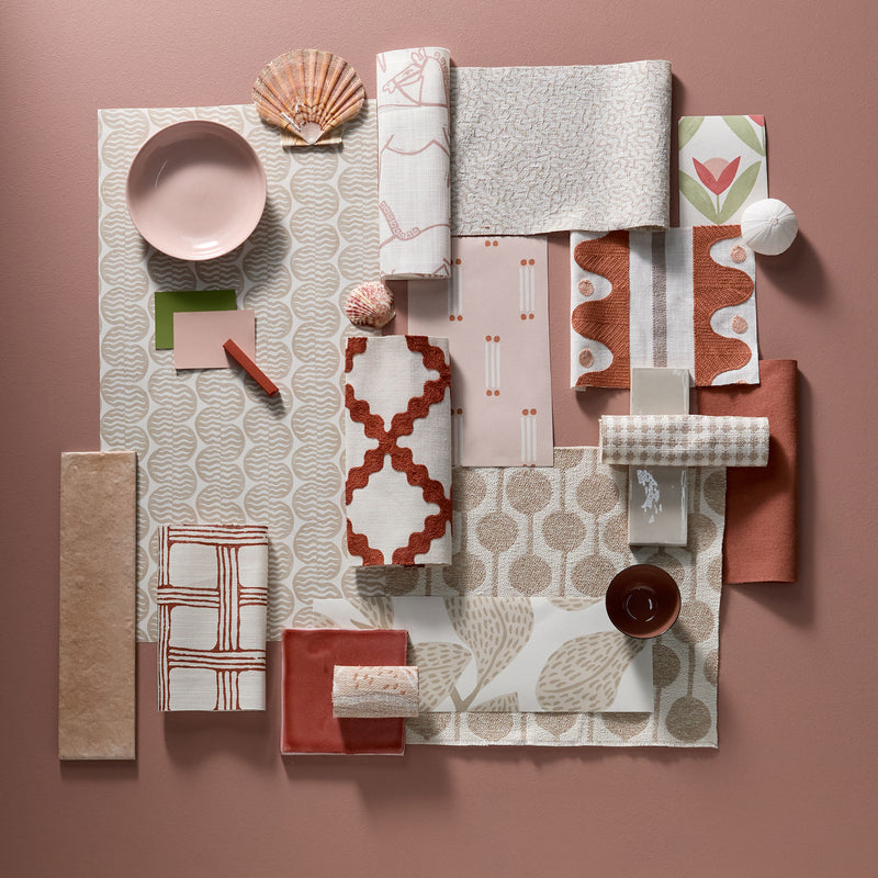 113244 Raft Stripe Oakham Mushroom  Wallpaper by Scion