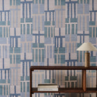 113322 Monolith Defined Momentum Sapphire/Limestone Wallpaper by Harlequin