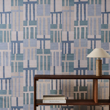 113322 Monolith Defined Momentum Sapphire/Limestone Wallpaper by Harlequin