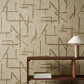 Dolmens Defined Momentum Sandstone/Gold Wallpaper by Harlequin
