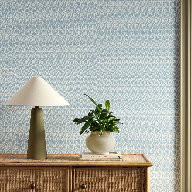 113241 Raft Stripe Oakham Coast blue Wallpaper by Scion