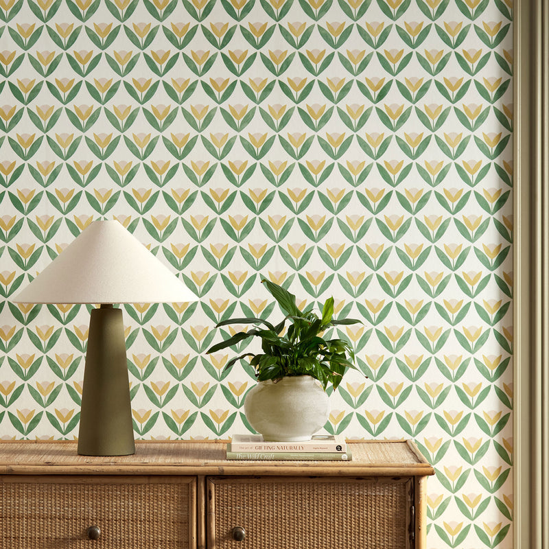 113256 Tulip Trellis Oakham Honey Wallpaper by Scion