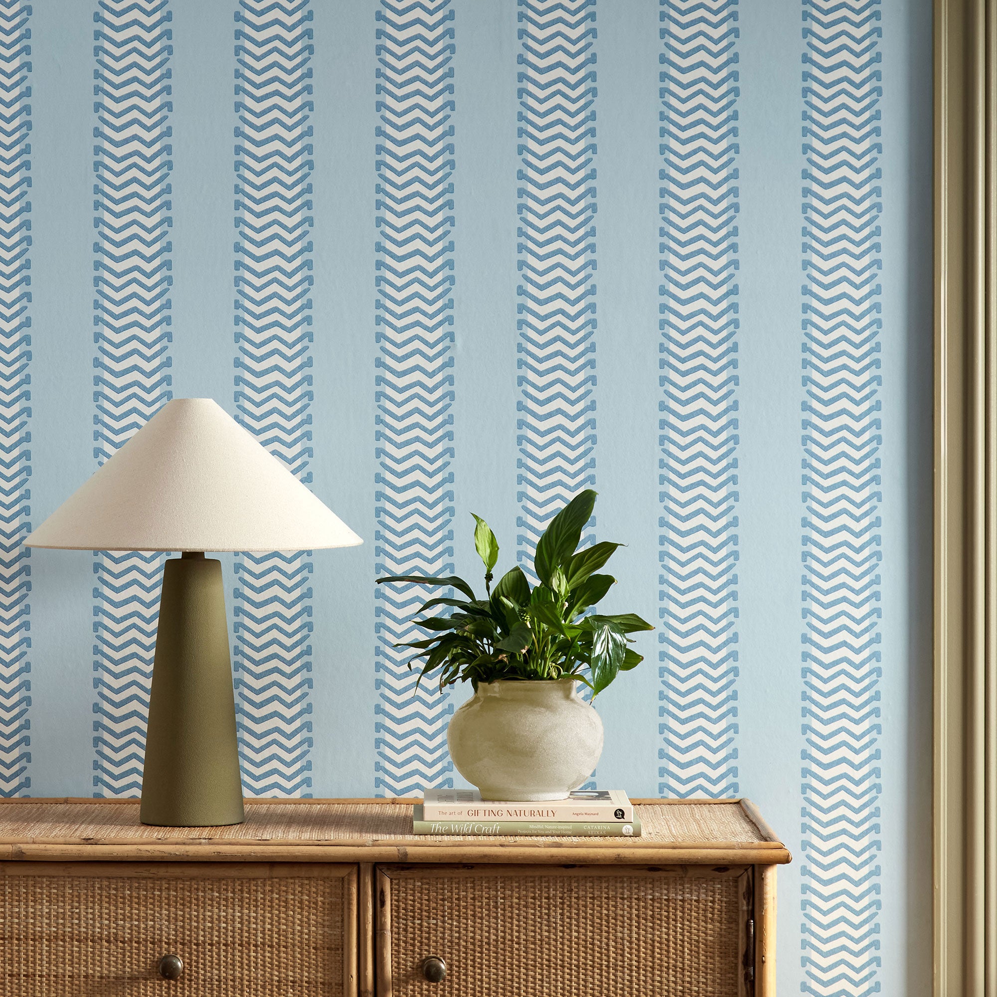 113260 Bradgate Oakham Coast Blue Wallpaper by Scion
