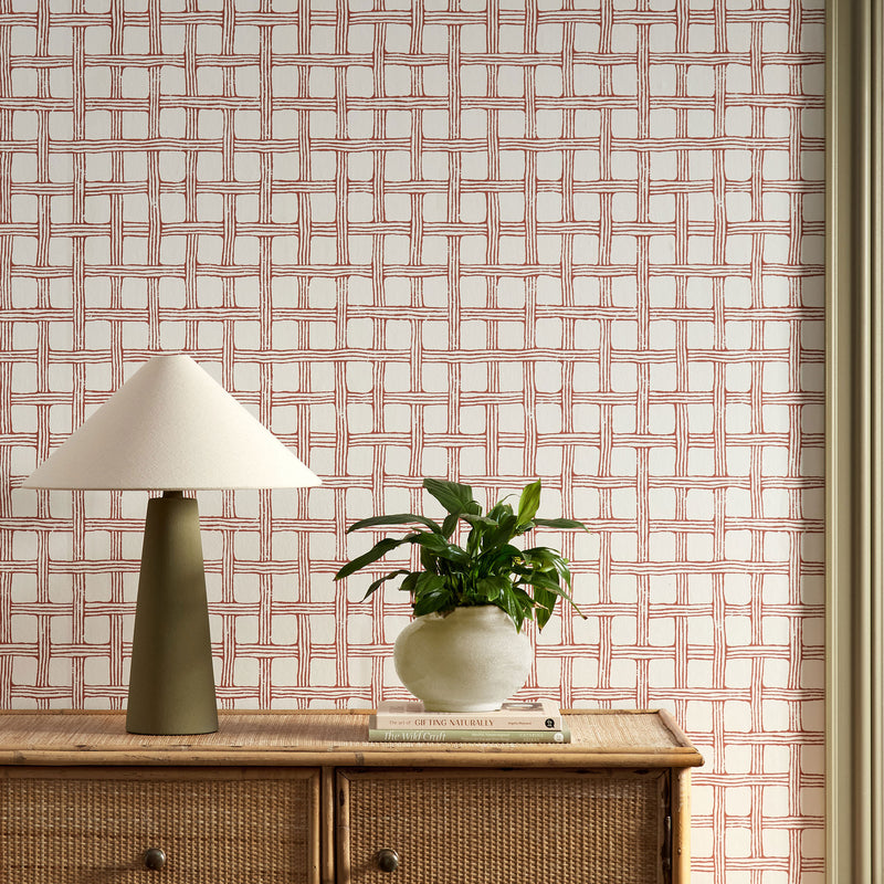 113261 Fretwork Oakham Ladybird red Wallpaper by Scion