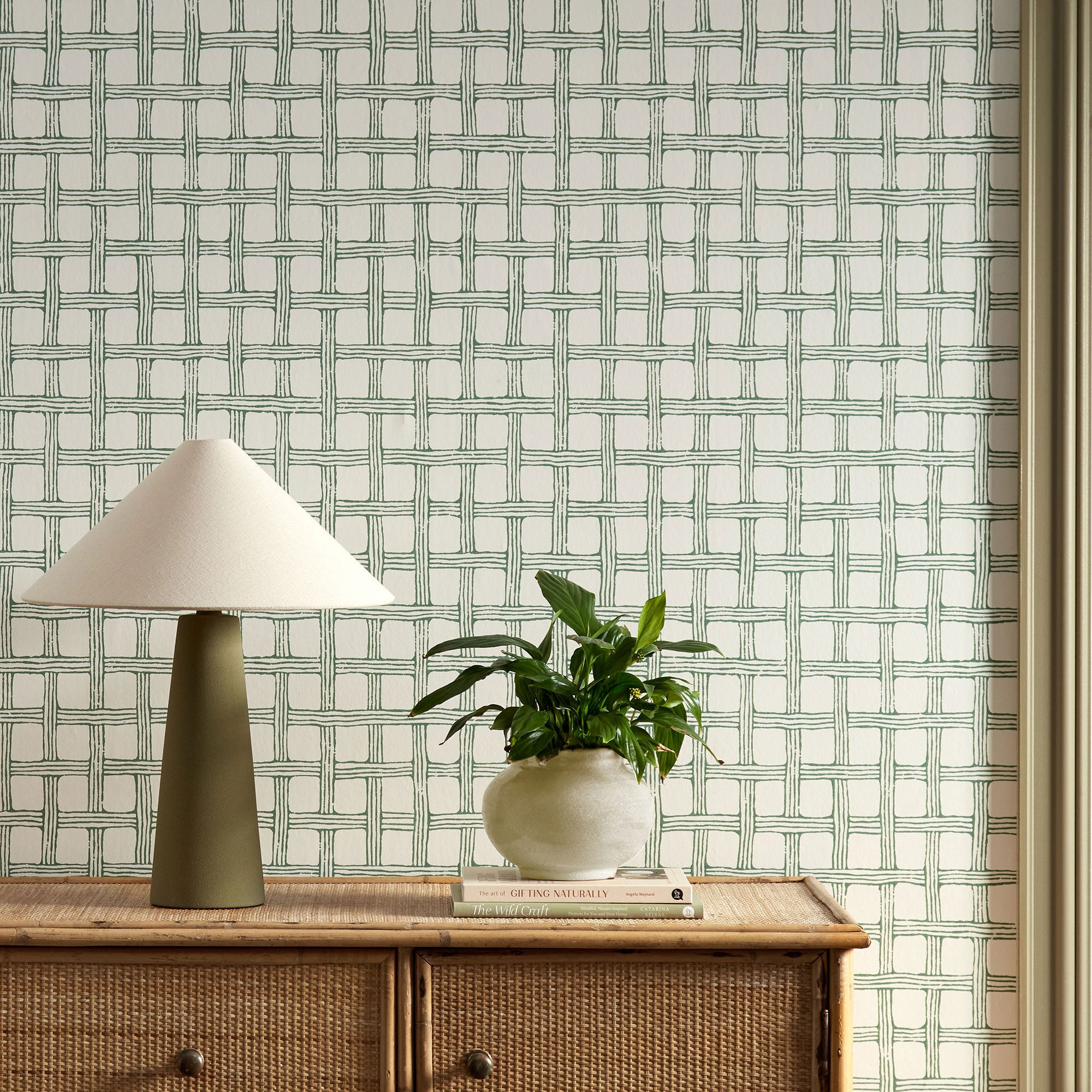 113262 Fretwork Oakham Forest Wallpaper by Scion