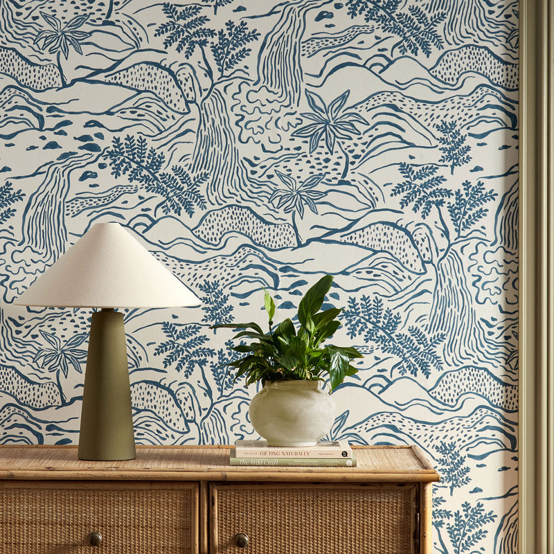 113264 Falling Foss Oakham Midnight Wallpaper by Scion