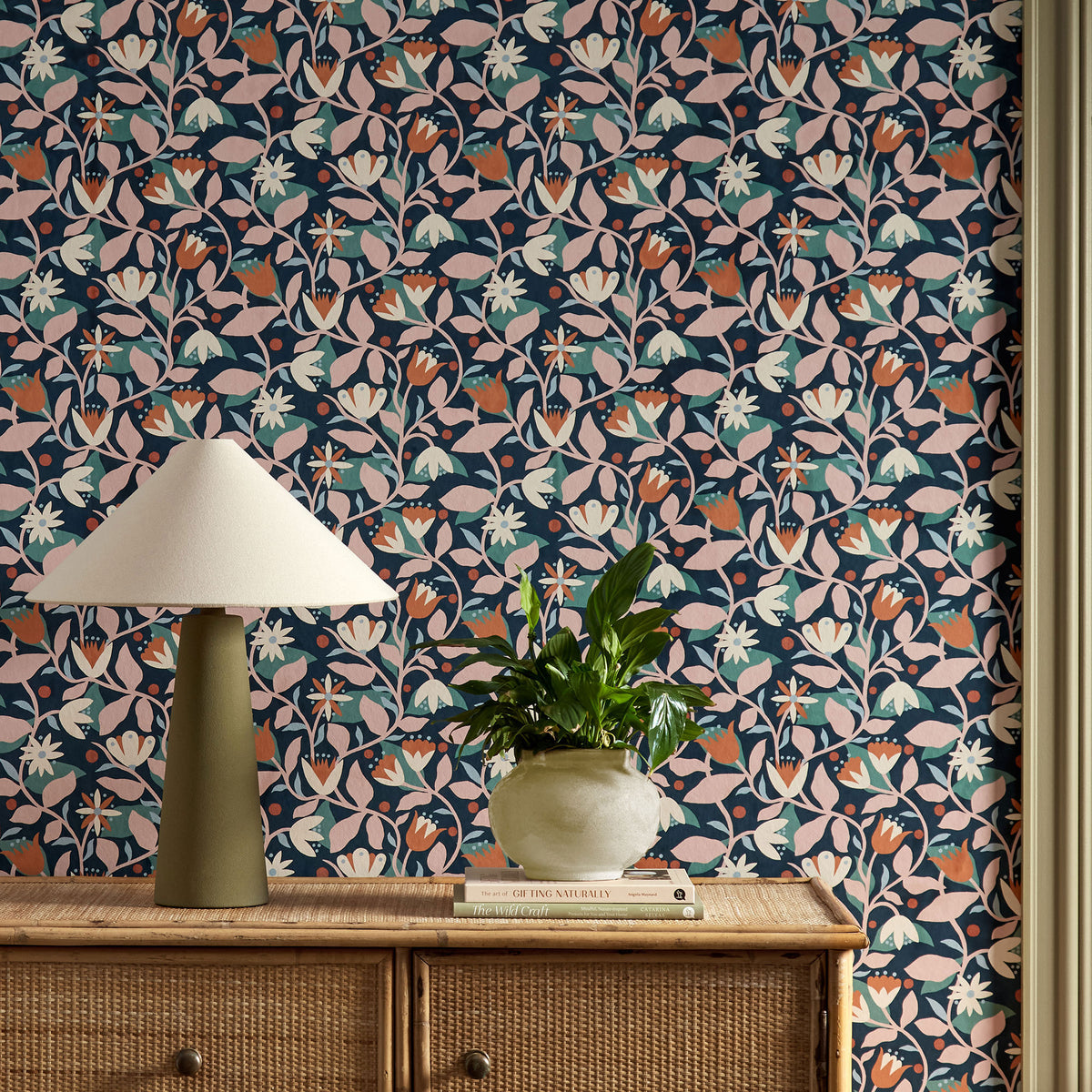 Dancing Daisies Oakham Midnight Wallpaper by Scion