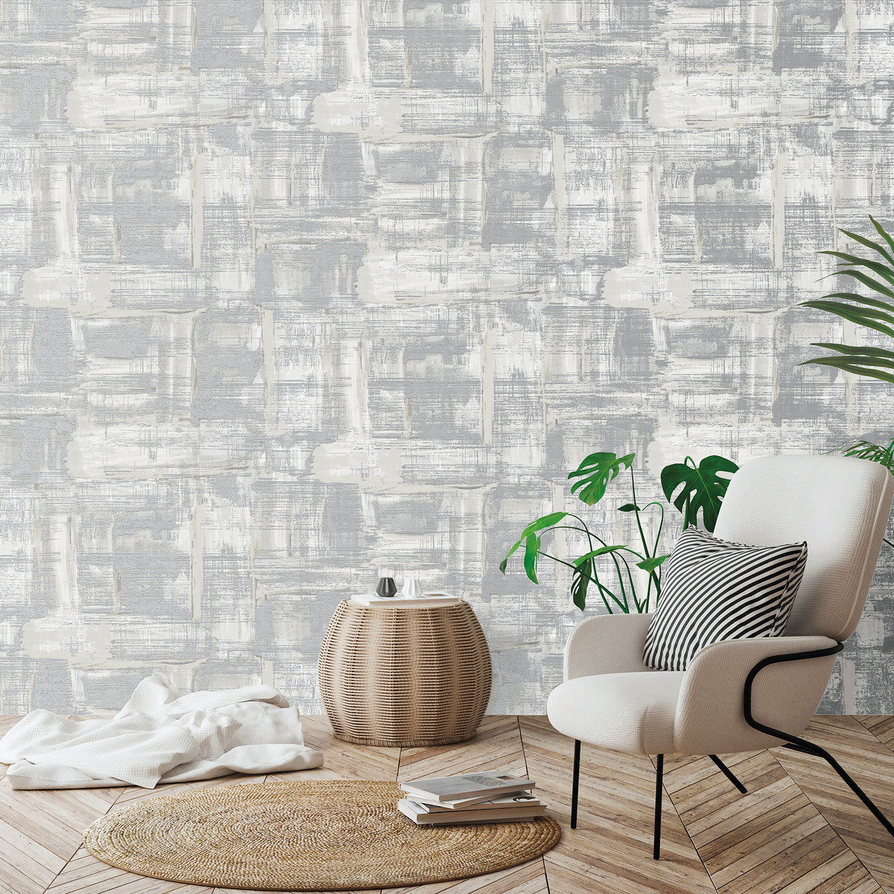 SM0604 Lustre Metallic Silver Grey Wallpaper by Galerie