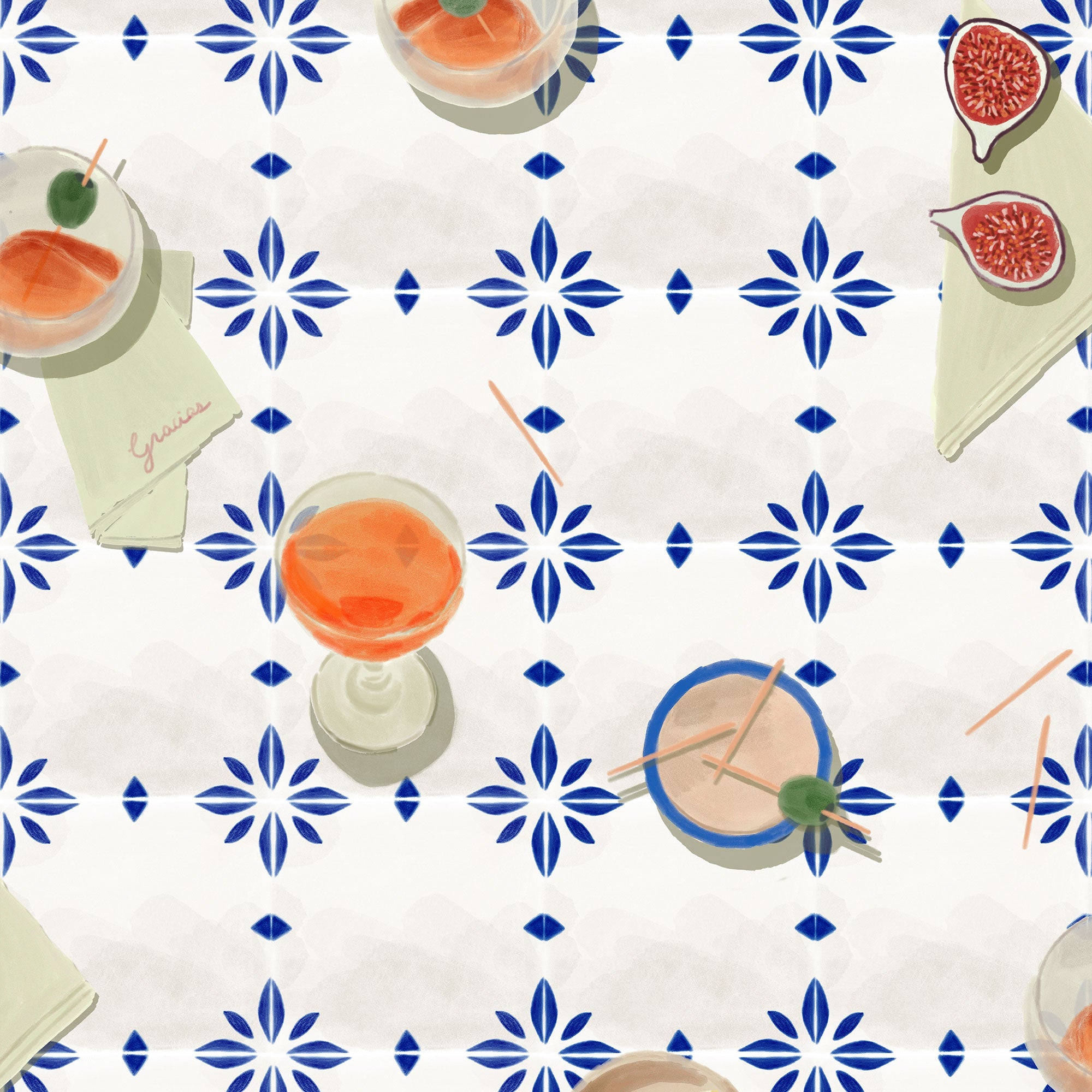Vermut Cobalt Solera Wallpaper by Tres Tintas