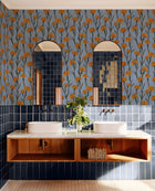 Clavelitos Blue Solera Wallpaper by Tres Tintas