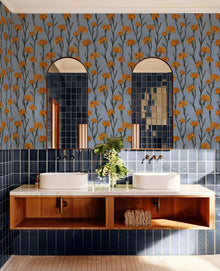 Clavelitos Blue Solera Wallpaper by Tres Tintas