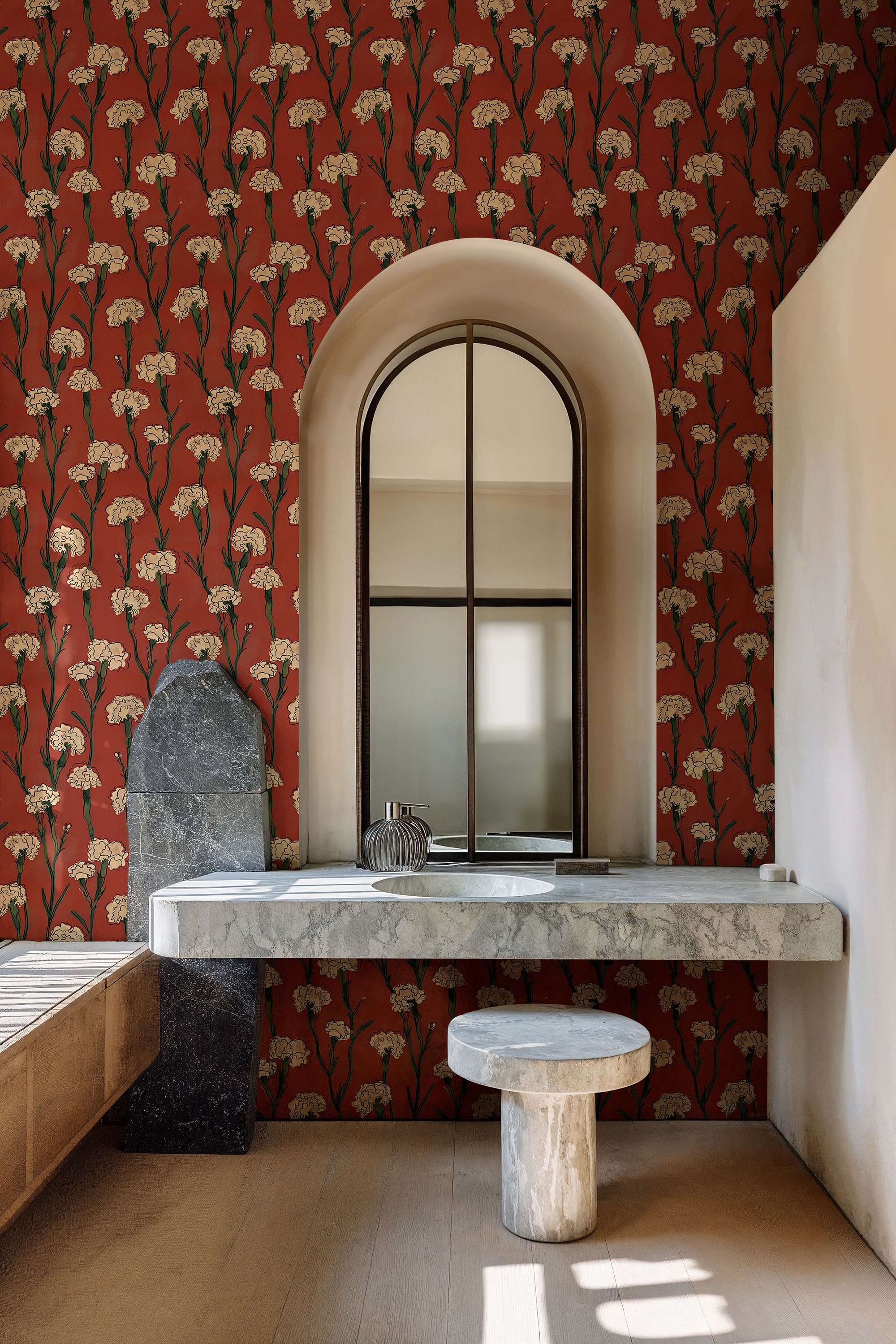 Clavelitos Red Solera Wallpaper by Tres Tintas