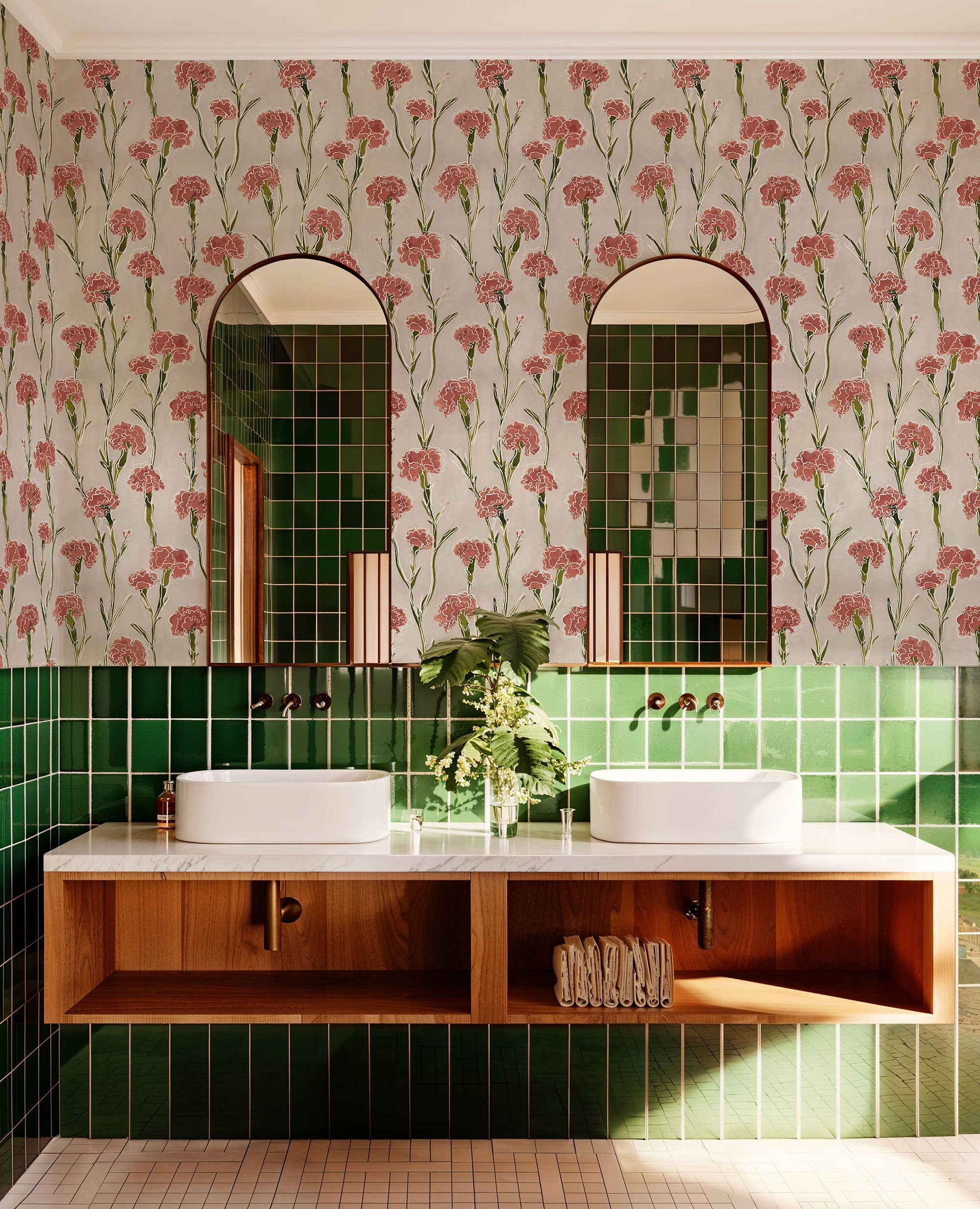 Clavelitos Neutral Solera Wallpaper by Tres Tintas