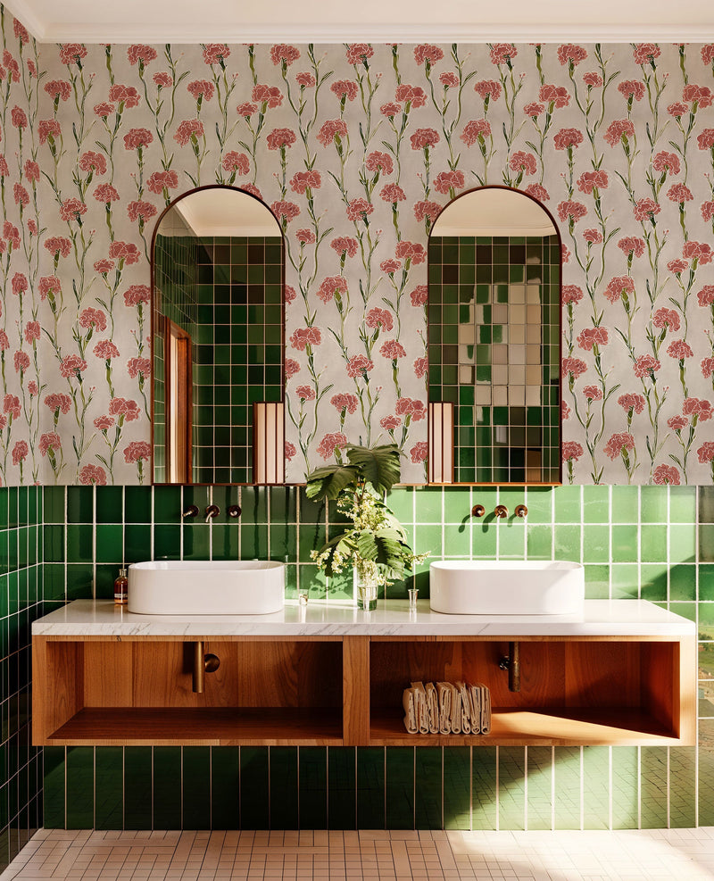 Clavelitos Neutral Solera Wallpaper by Tres Tintas