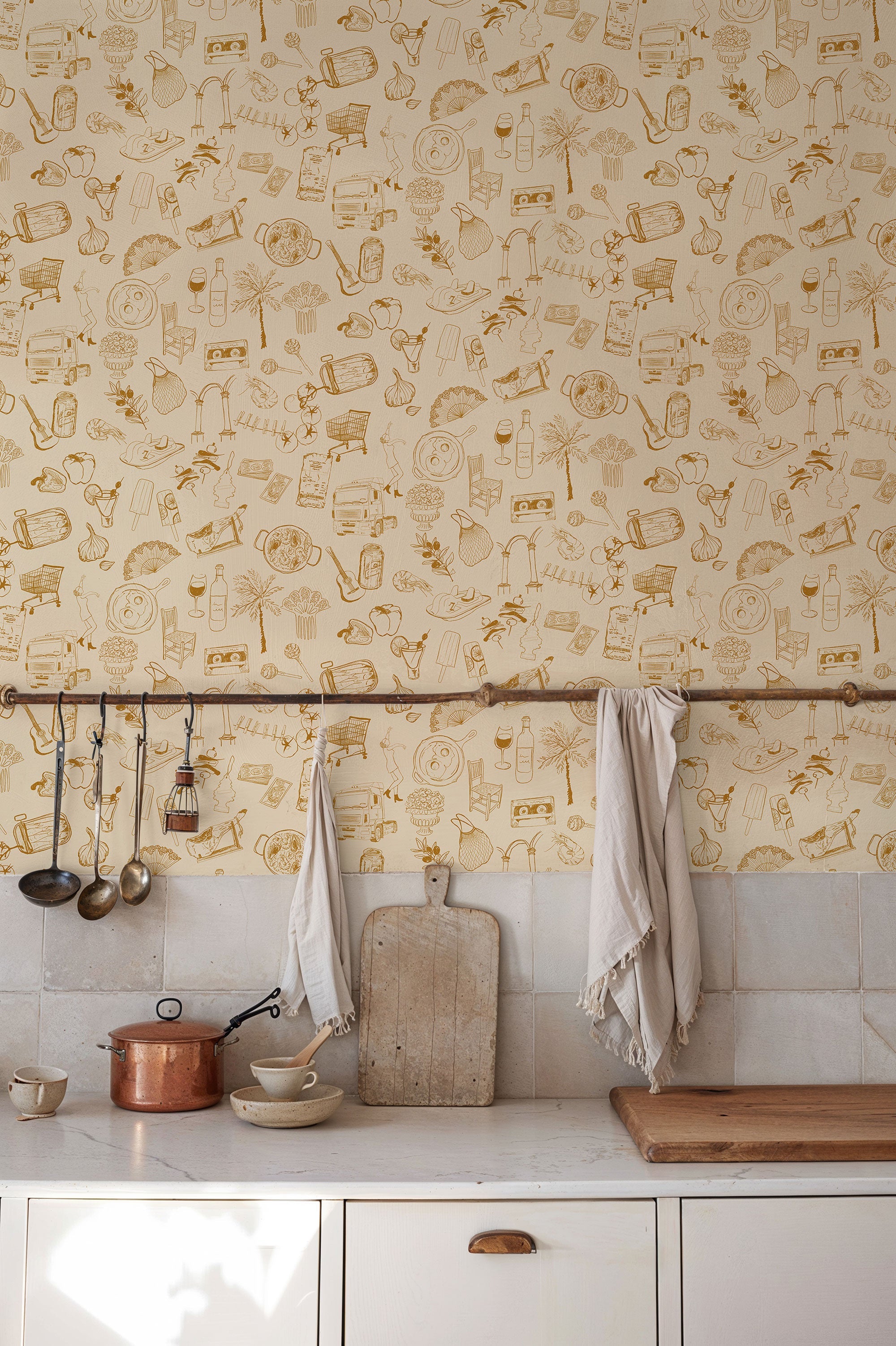 Souvenirs Yellow Solera Wallpaper by Tres Tintas