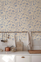 Souvenirs Blue Solera Wallpaper by Tres Tintas
