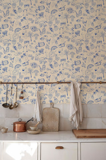 Souvenirs Blue Solera Wallpaper by Tres Tintas