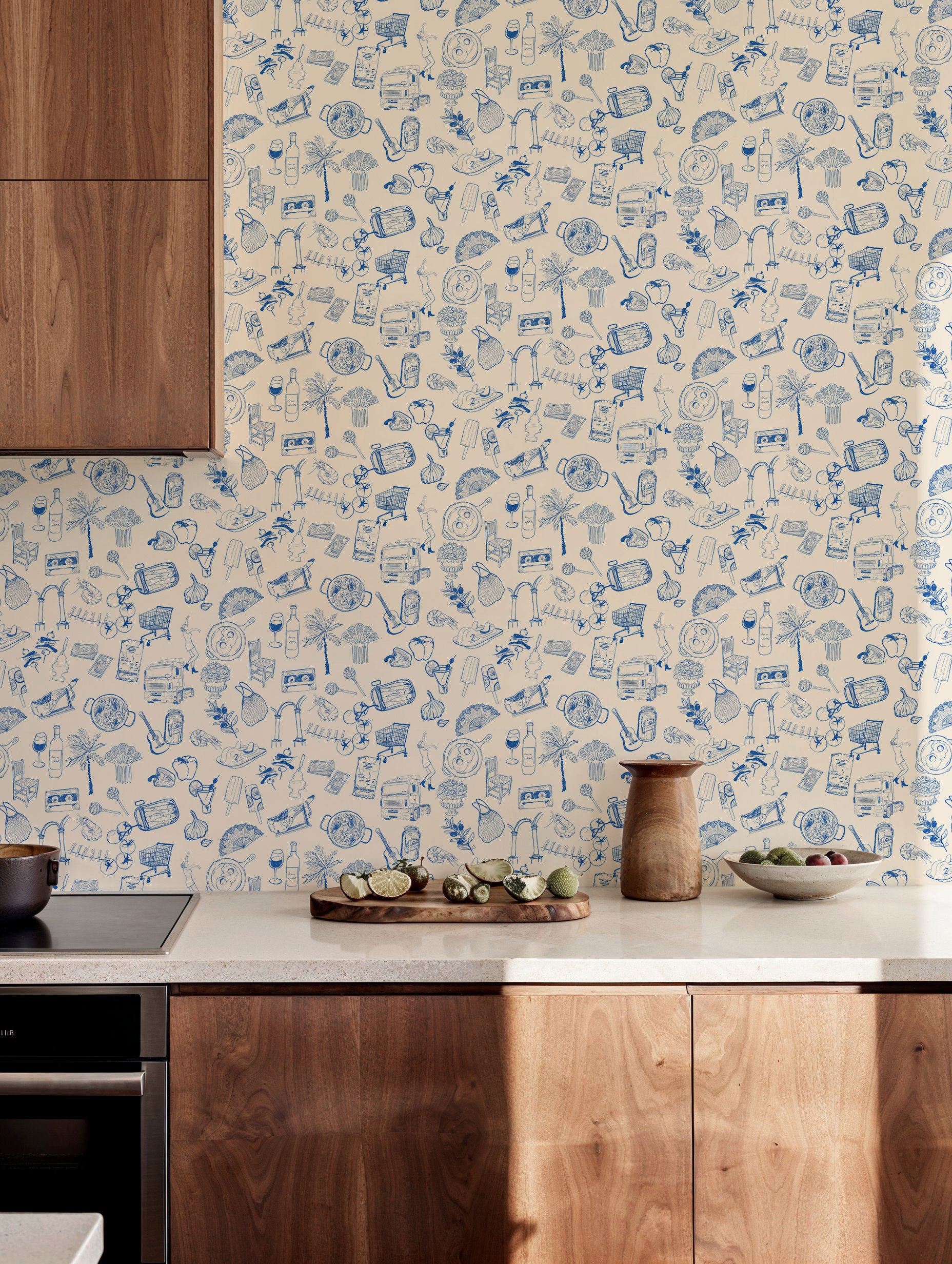 Souvenirs Blue Solera Wallpaper by Tres Tintas