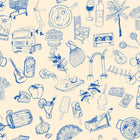 Souvenirs Blue Solera Wallpaper by Tres Tintas