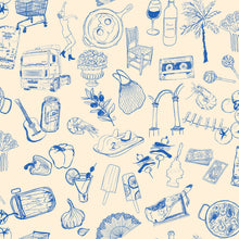 Souvenirs Blue Solera Wallpaper by Tres Tintas