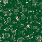 Souvenirs Green Solera Wallpaper by Tres Tintas
