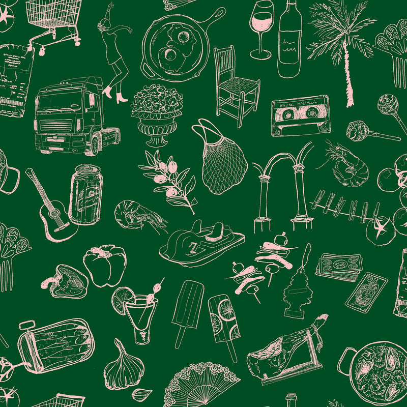 Souvenirs Green Solera Wallpaper by Tres Tintas