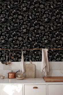 Souvenirs Black Solera Wallpaper by Tres Tintas