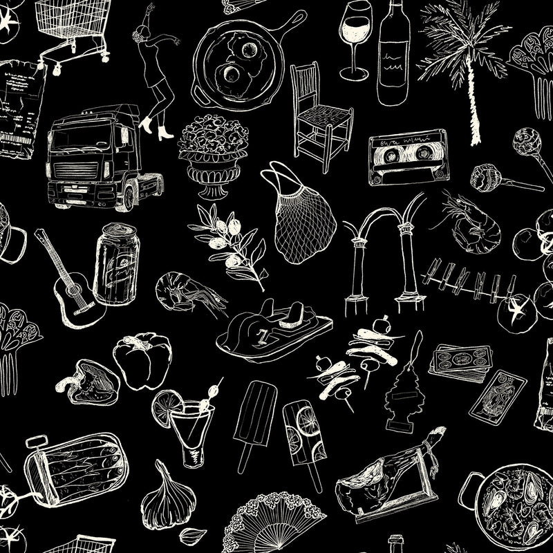 Souvenirs Black Solera Wallpaper by Tres Tintas