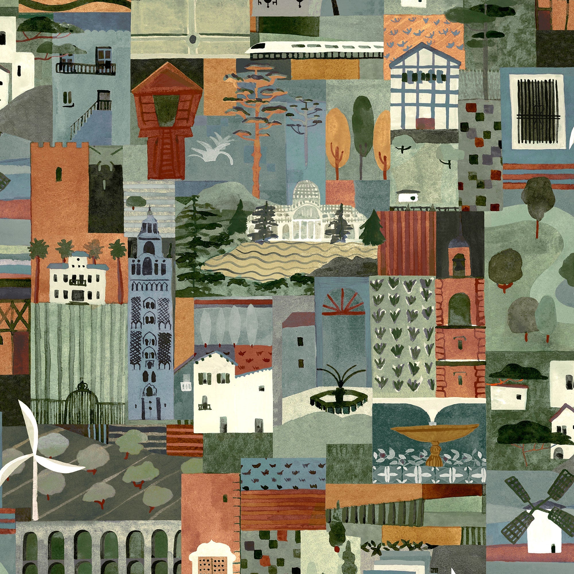 Postal Blue Solera Wallpaper by Tres Tintas