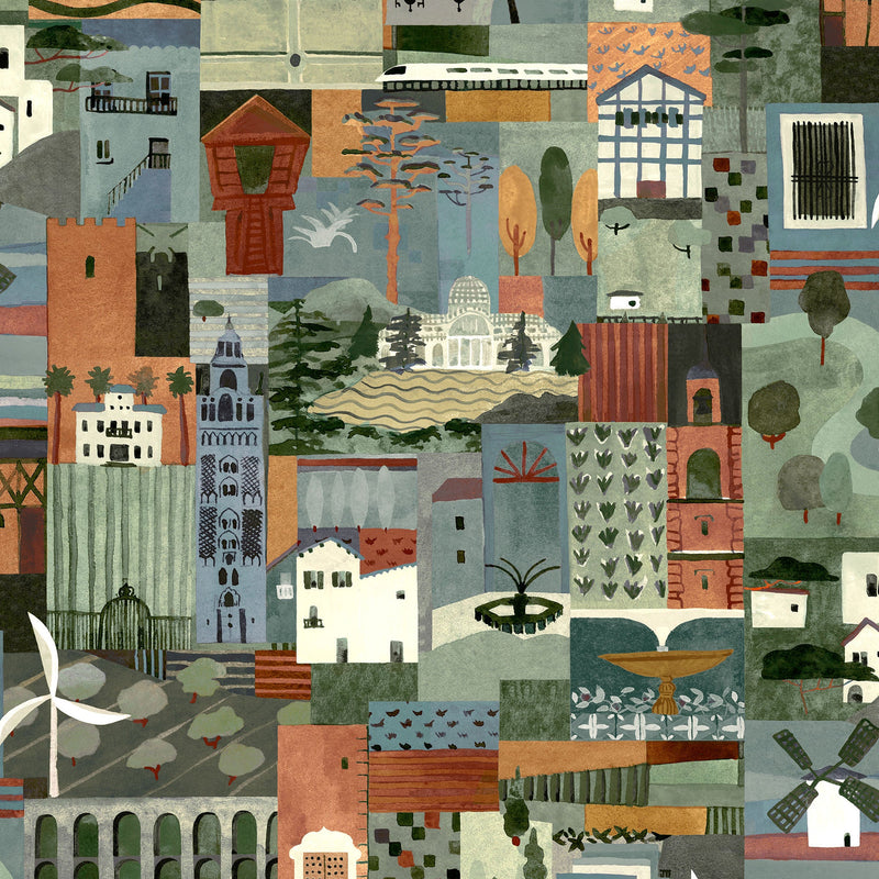Postal Blue Solera Wallpaper by Tres Tintas