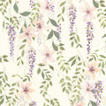 Wisteria Violet / Vert Gazon Soliflore Wallpaper by Casadeco