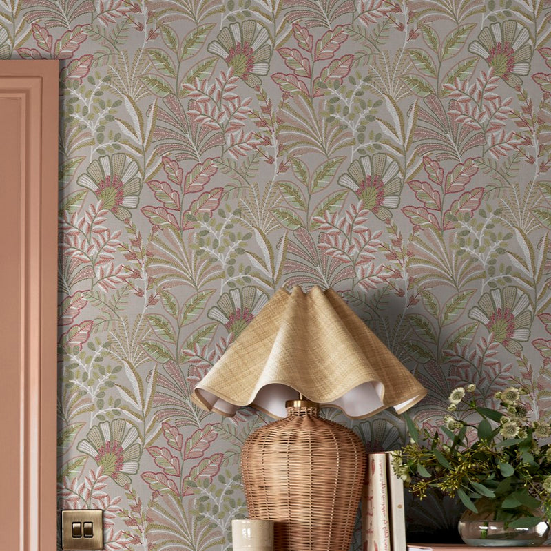 142323 Vendura Weave Pink Wallpaper by Graham & Brown