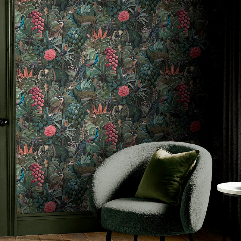 142317 Jungle Jamboree Green Wallpaper by Graham & Brown