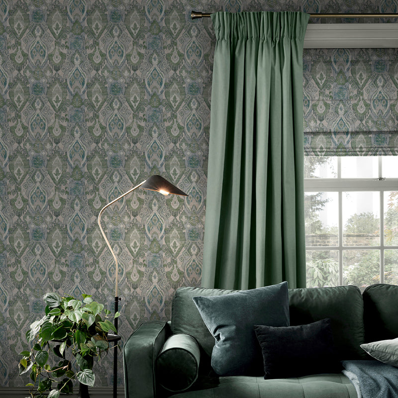 142306 Daraee Tapestry Blue & Green Wallpaper by Graham & Brown