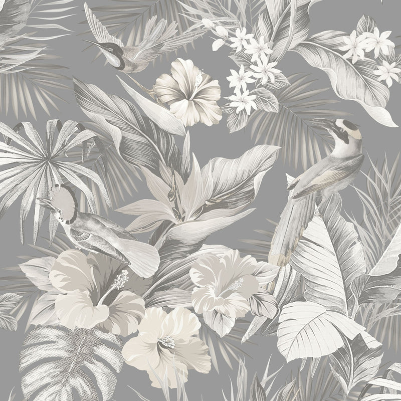 539073 Paradise Birds Grey Vasari Wallpaper by Rasch
