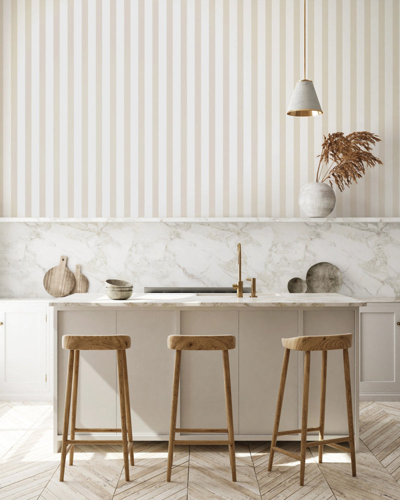 SS21230 Thin Stripe Natural Style Sisters Wallpaper by Galerie