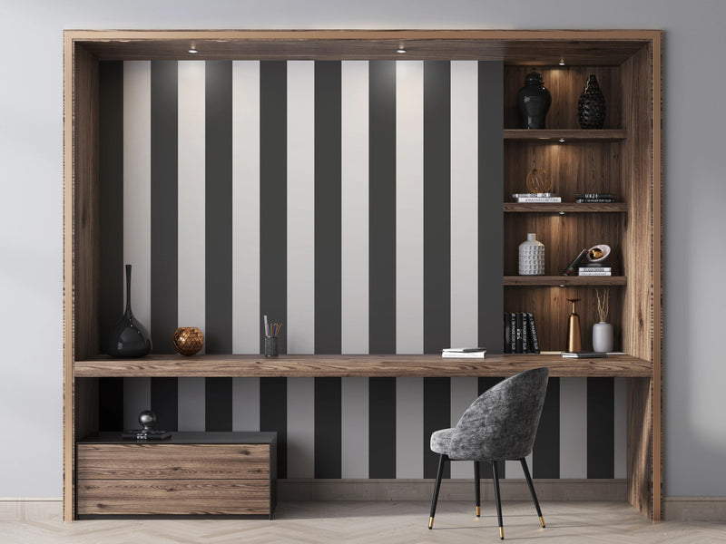 SS21235 Wide Stripe Black Style Sisters Wallpaper by Galerie