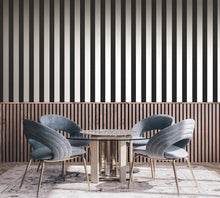 SS21239 Flock Stripe Black Style Sisters Wallpaper by Galerie