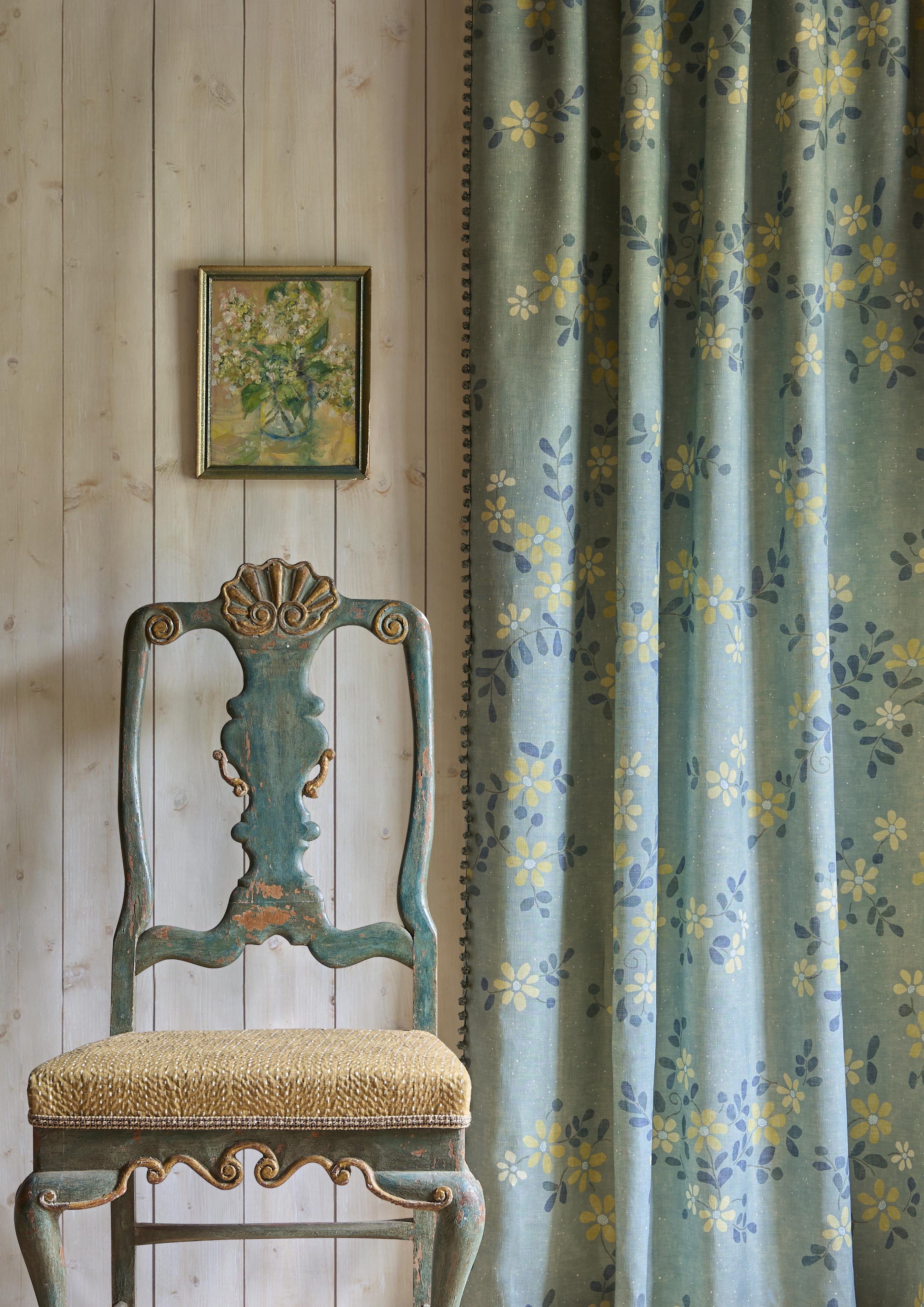Wild Rice Nectar Sprigs & Twigs Fabric by Lewis & Wood