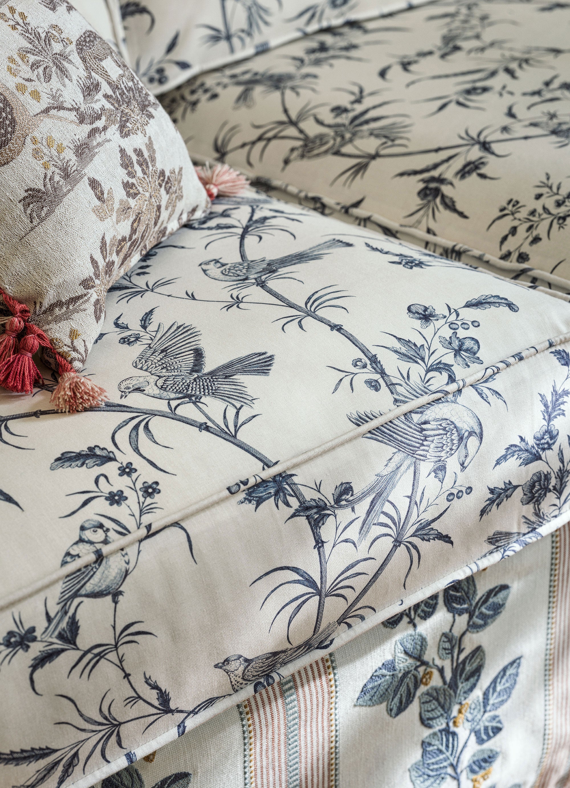 227399 Paradise Woods Toile Woad Sanderson x National Trust Volume II Fabric by Sanderson