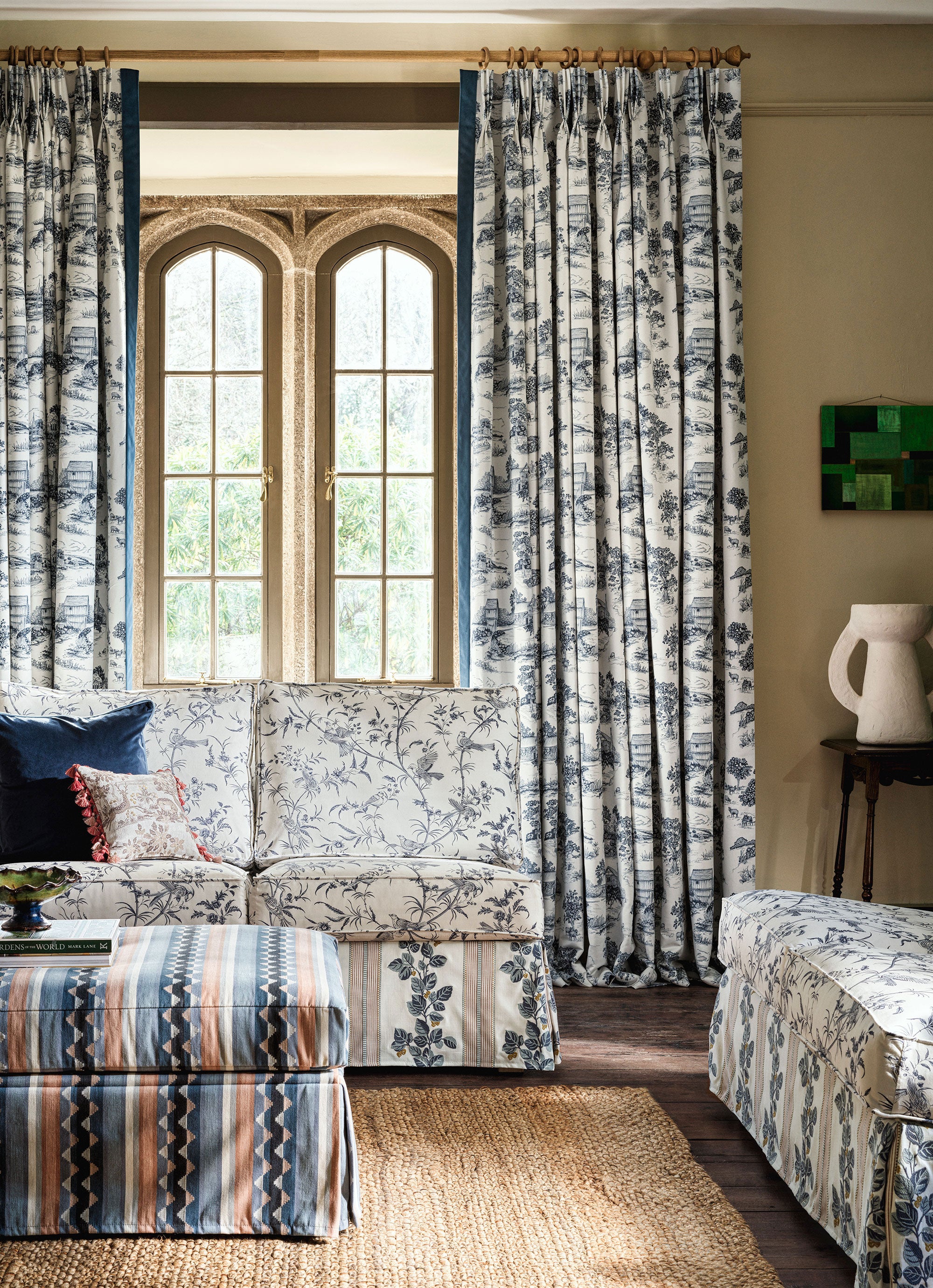 227399 Paradise Woods Toile Woad Sanderson x National Trust Volume II Fabric by Sanderson