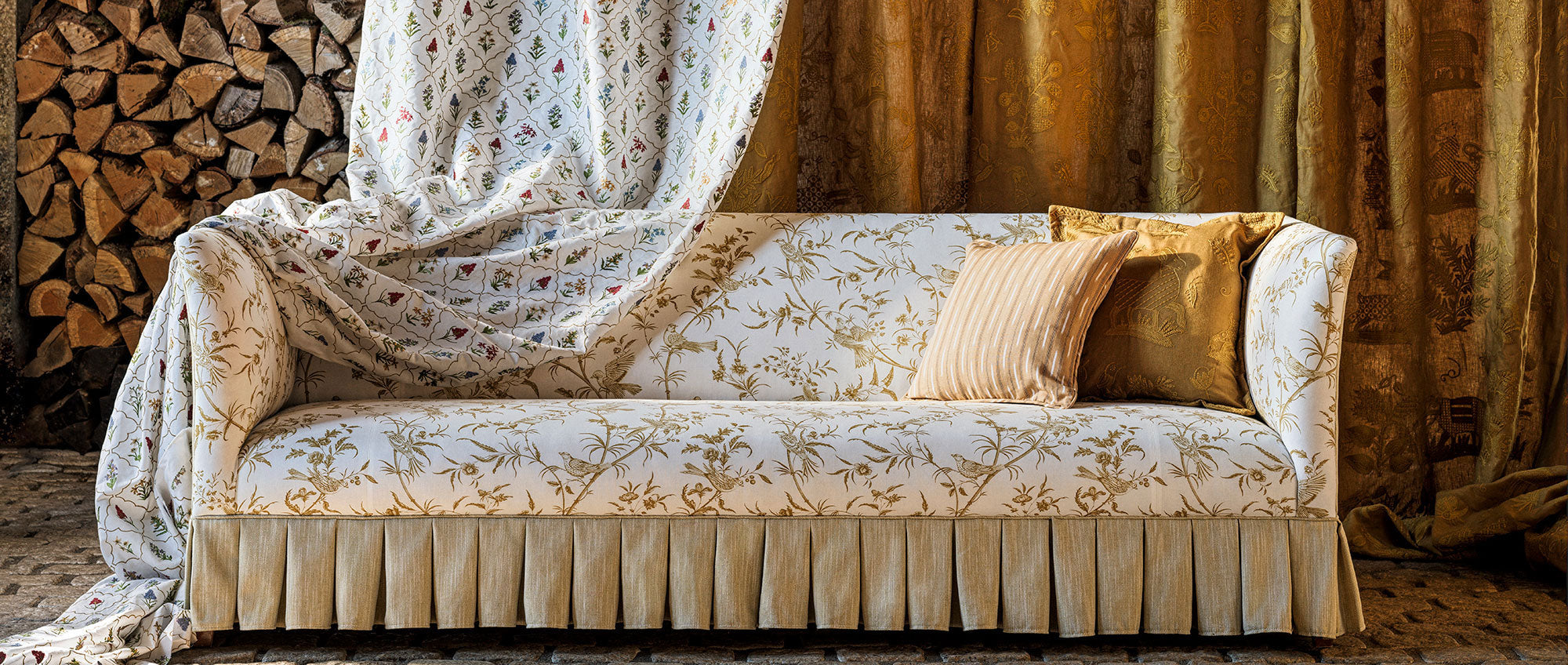 227400 Paradise Woods Toile Mustard Sanderson x National Trust Volume II Fabric by Sanderson