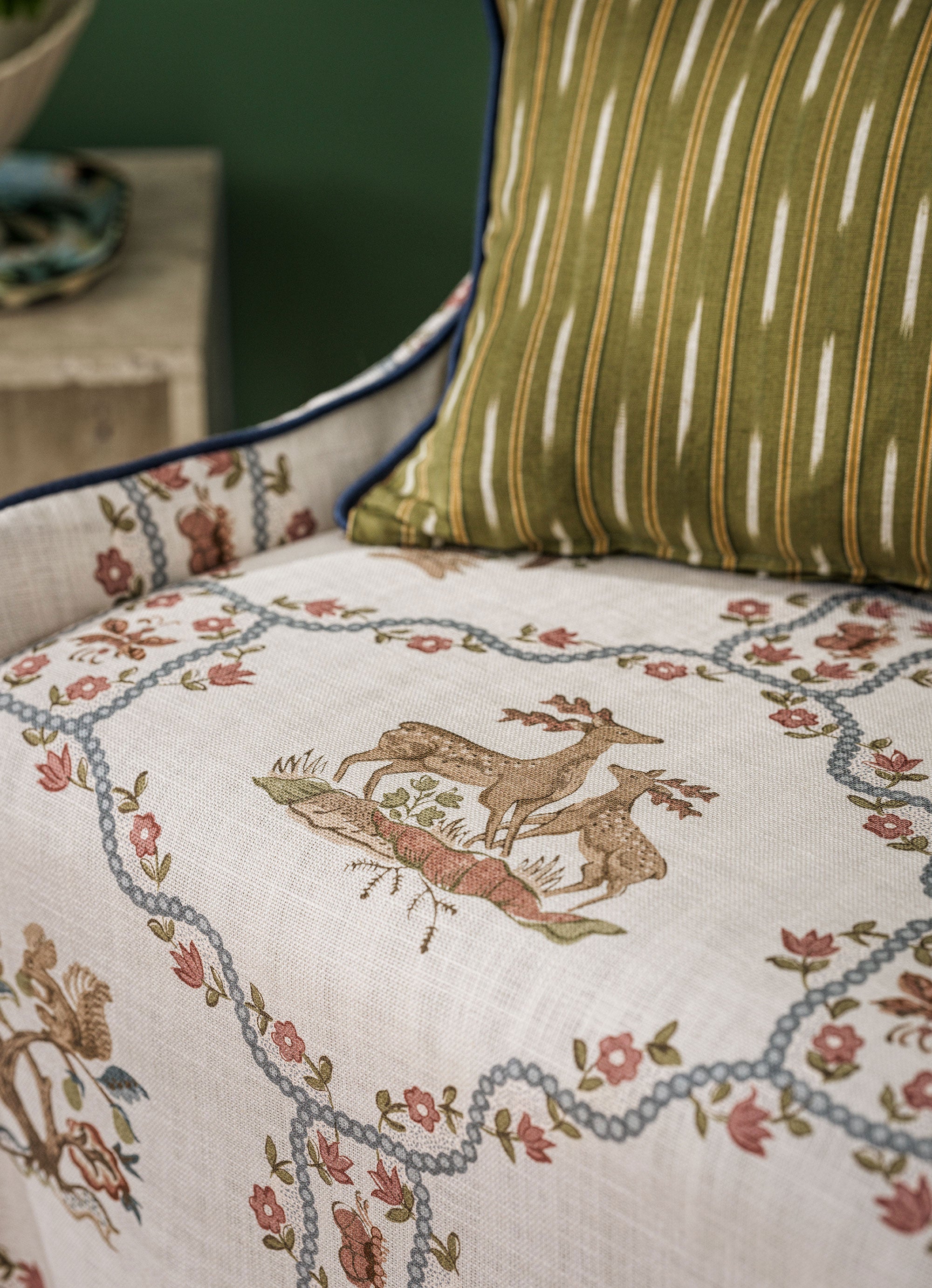 227410 Partridge & Pear Porcelain/Blossom Sanderson x National Trust Volume II Fabric by Sanderson