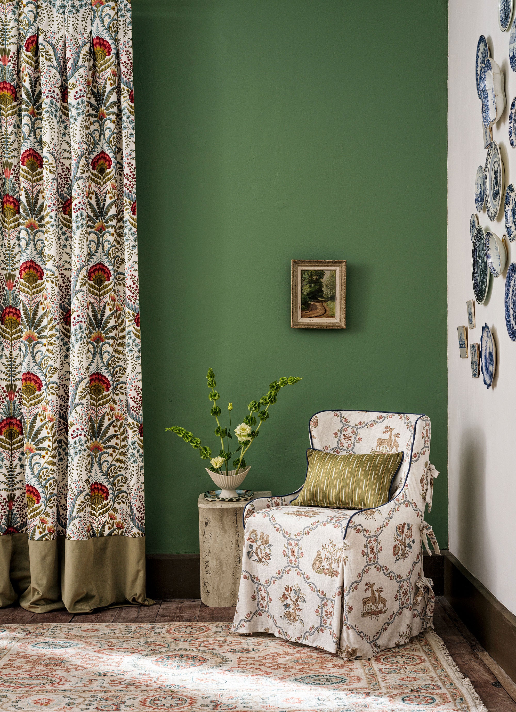 227410 Partridge & Pear Porcelain/Blossom Sanderson x National Trust Volume II Fabric by Sanderson