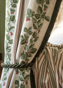 237785 Cobnut Stripe Leaf Green/Berry Sanderson x National Trust Volume II Fabric by Sanderson