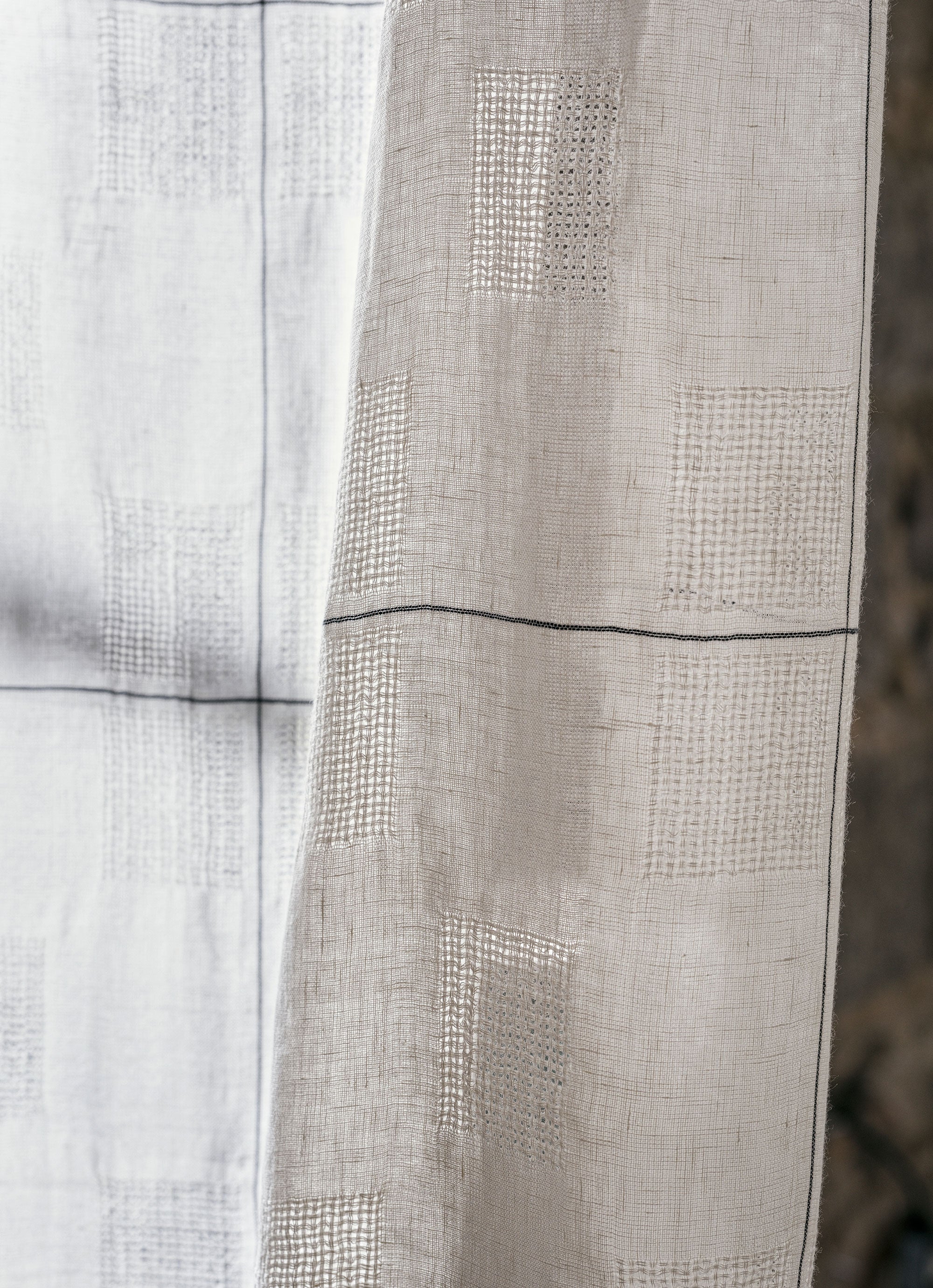 237764 Oceana Check Seaspray White Sanderson Sheers Fabric by Sanderson