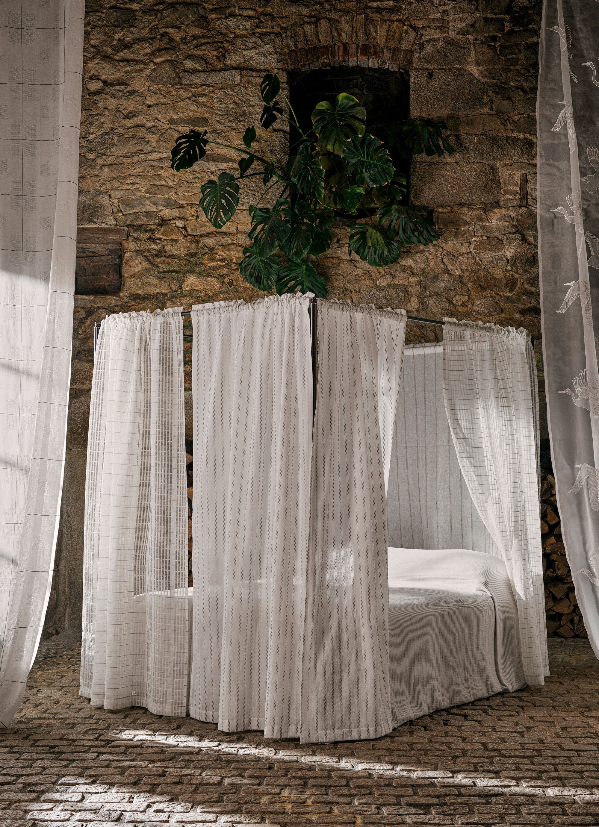 237777 Great Egrets Silk Sanderson Sheers Fabric by Sanderson