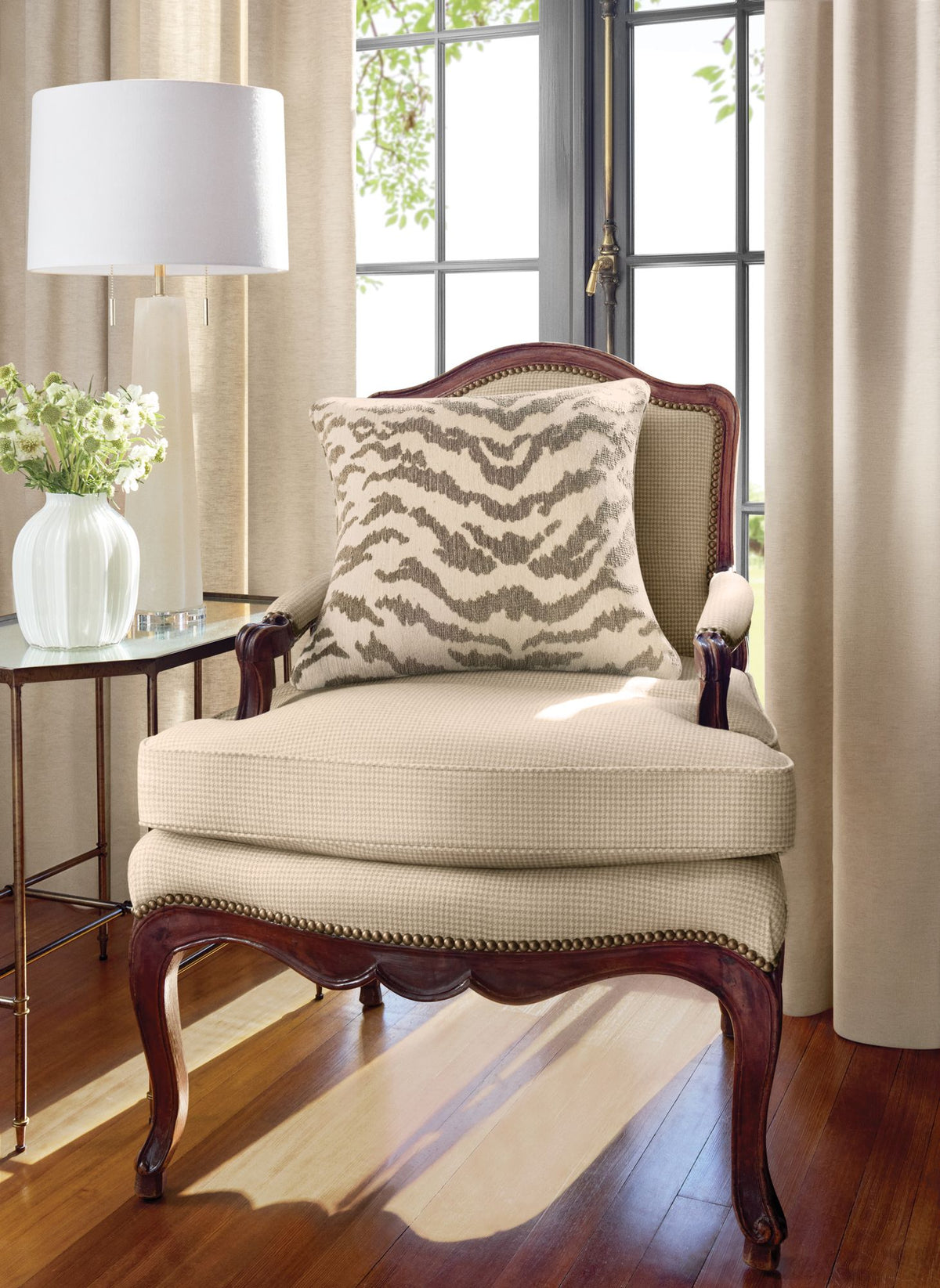 W711322 Edmund Almond Fabric by Thibaut