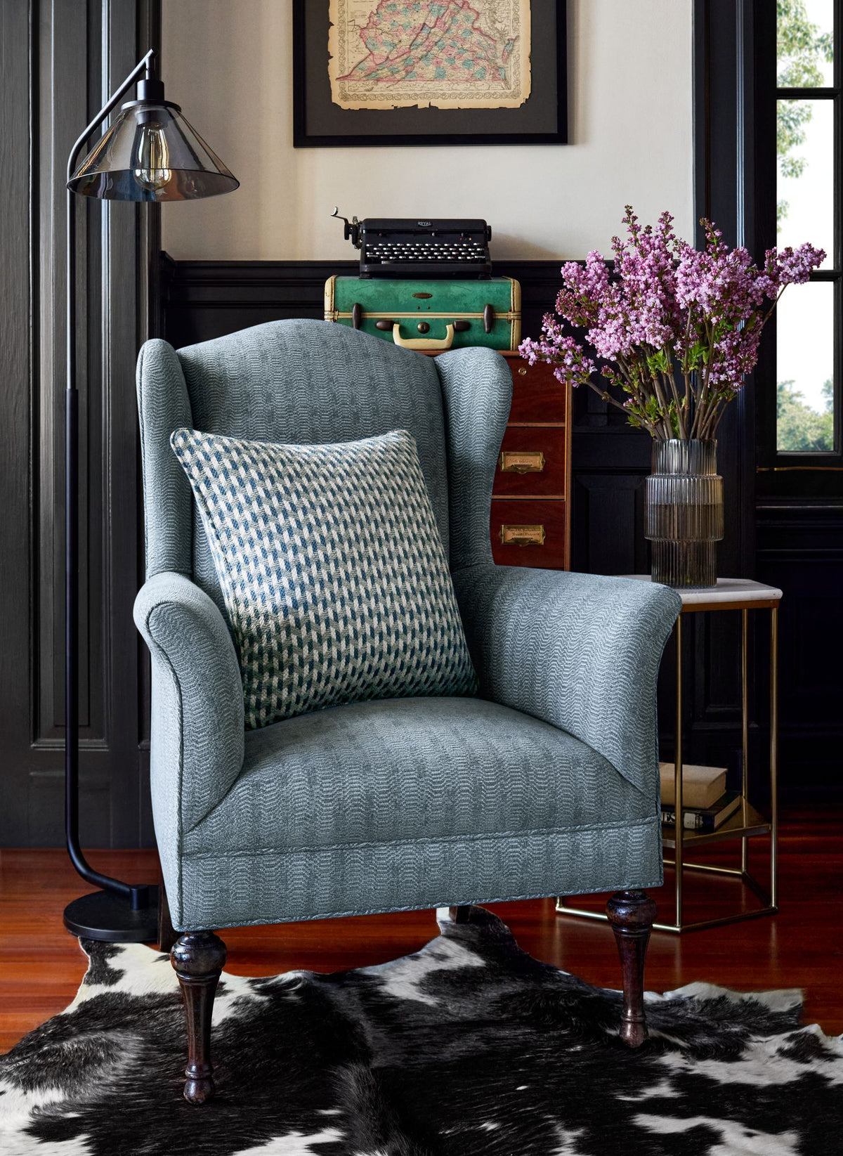 W711304 Markham Slate Fabric by Thibaut
